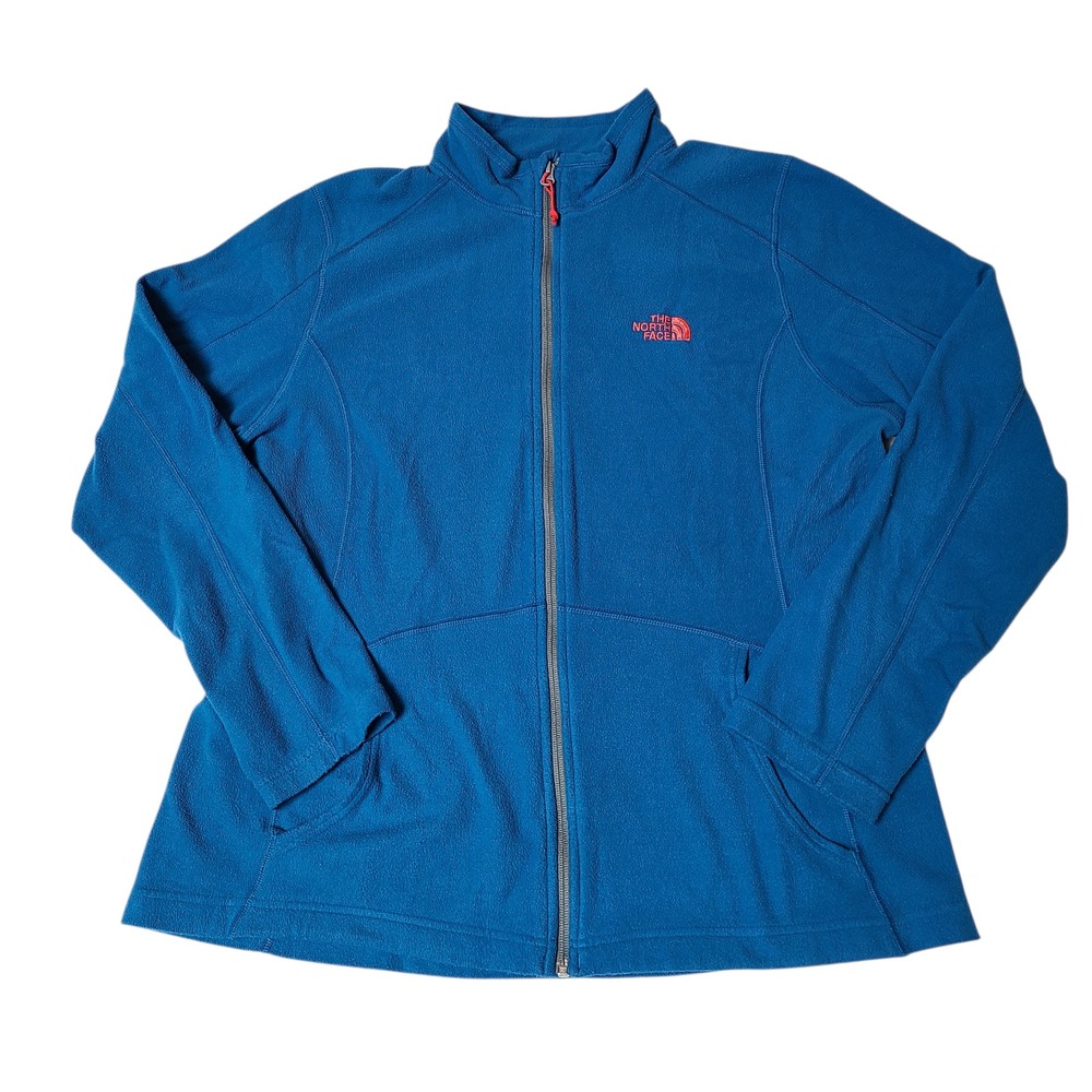 The North Face Teal Blue Full Zip Fleece Jacket Women's Size XL Neon Lightweight